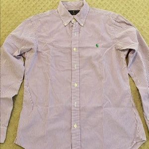 RL men’s slim fit purple stripe shirt size M